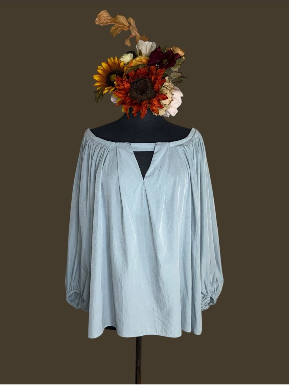Light Blue Off-Shoulder Blouse